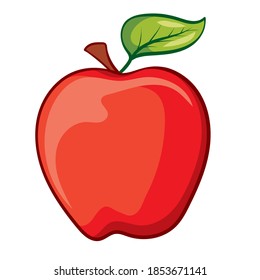 Apple Vector Illustration Design. Red Apple. Flat Design Vector Illustration Of A Red Apple On White Background.