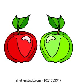 Apple vector illustration. Doodle style. Design, print, logo, decor, textile, paper.