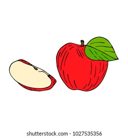 Apple vector illustration. Doodle style. Design, print, logo, decor, textile, paper