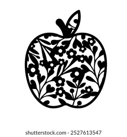 Apple vector illustration with flowers and flowers on it. 