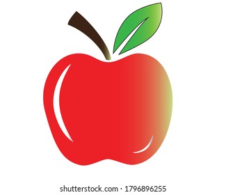 Ilustración vectorial de Apple con hoja verde aislada en fondo blanco.