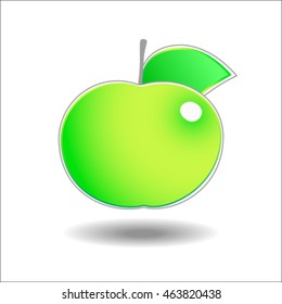 Apple vector illustration. Green on white  background.