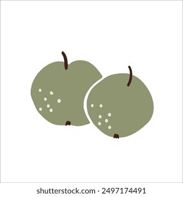 Apple vector illustration. Hand drawn fruits clipart. For thematic designs, stickers, patterns. Fruit  element Isolated on white background

