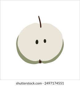 Ilustración vectorial de manzana. Clipart de frutas dibujadas a mano. Para diseños temáticos, pegatinas, patrones. Elemento de la fruta aislado en el fondo blanco
