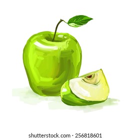 apple Vector illustration  hand drawn  painted watercolor 