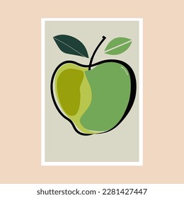 Apple vector illustration. Apple icon. Apple fruit art print poster. Invitation Flyer template