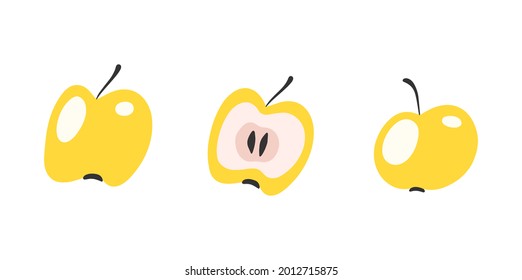 ApfelVektorgrafik einzeln auf weißem Hintergrund. Set von Apfelillustrationen. 
