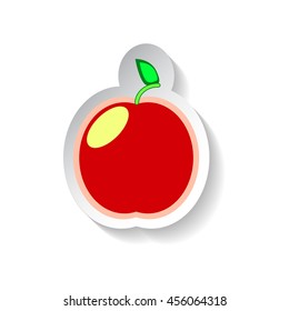 Apple vector illustration isolated on white background. Flat style fruit with shadow. Garden fruit Apple patch. Apple sticker style square image. Summer fruit harvest. Minimal style red Apple