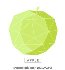Apple. Vector illustration in low poly style. Print design. Polygonal apple.