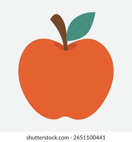 Apple Vector - Vector illustration of a red apple with a leaf, perfect for representing healthy eating, fruit, education, and natural food concepts