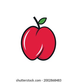 Apple. Vector illustration. Red apple on white background