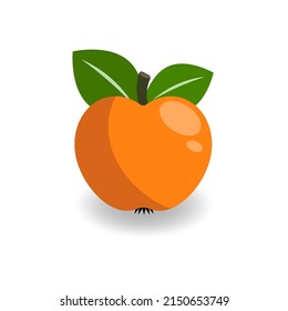 Apple. Vector illustration of ripe fruit icon in flat design isolated on white background.
