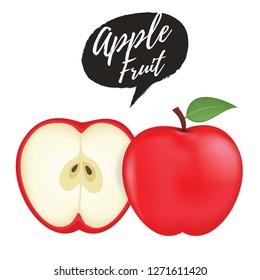 Apple vector illustration. Apple, Sweet fruit, 3d vector - realistic illustration. 