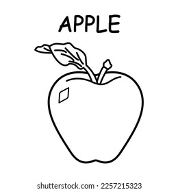 Apple vector illustration template for Coloring book. Drawing lesson for children	