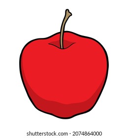 ilustración vectorial de manzana, aislada en fondo blanco, vista superior