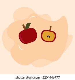 Apple  Vector Ilustration Seamless Patern.Great For Childrens Book About Fruits.Sticker Etc.