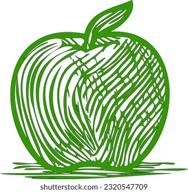 Apple Vector Line Art Illustration