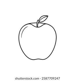 Apple Vector Line Art Illustration | Minimalist Apple Fruit Outline Vector Design