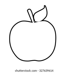 Apple. Vector  line icon. Watercolor effect