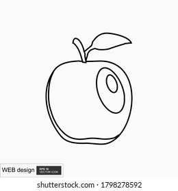 Contorno de vectores de Apple. Apple. Apple aislada con fondo blanco.