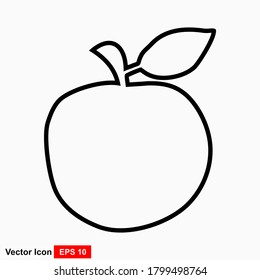 Apple Vector Outline. Apple Isolated with a white background.