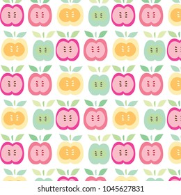 Apple vector pattern pastel colors on a white background