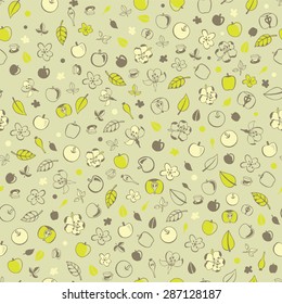 Apple vector repeating pattern. Isolated on the background and editable.
