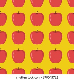 Apple vector seamless pattern. Cartoon fruit stylish texture. Repeating apple fruit seamless pattern background for friut design