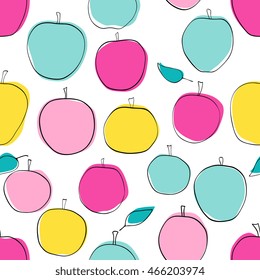 Apple vector seamless pattern in modern color scheme