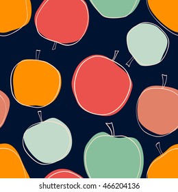 Apple vector seamless pattern on dark background