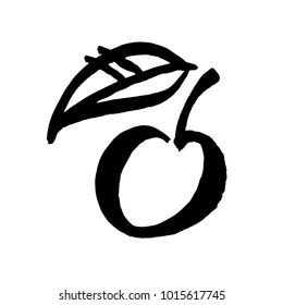 Apple vector sketch icon isolated on background. Hand drawn ink brush illustration. Pear sketch icon for infographic, website or app.