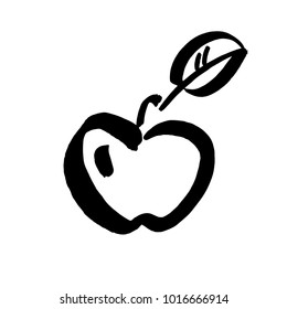 Apple vector sketch icon isolated on background. Hand drawn ink brush illustration. Pear sketch icon for infographic, website or app.