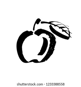 Apple vector sketch icon isolated on background. Hand drawn ink brush illustration. Pear sketch icon for infographic, website or app.