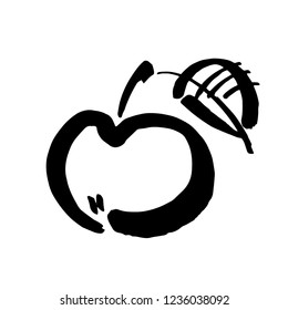 Apple vector sketch icon isolated on background. Hand drawn ink brush illustration. Pear sketch icon for infographic, website or app.