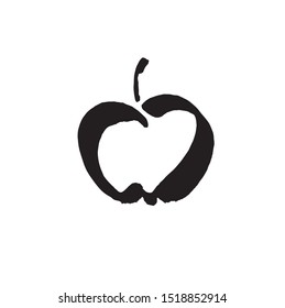 Apple vector sketch icon isolated on background. Hand drawn ink brush illustration. Sketch icon for infographic, website or app.