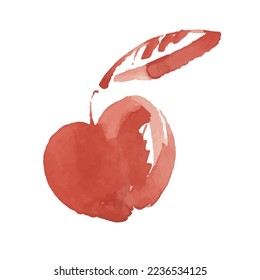 Apple vector sketch icon isolated on background. Hand drawn watercolor illustration. Apple sketch icon for infographic, website or app.