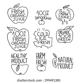 Apple vector symbol set of tags