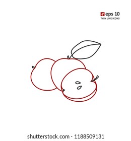 Apple vector thin line icon on white background. Symbol for web, infographics, print design and mobile UX/UI kit. Vector illustration, EPS10.
