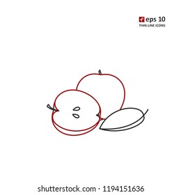 Apple vector thin line icon on white background. Symbol for web, infographics, print design and mobile UX/UI kit. Vector illustration, EPS10.