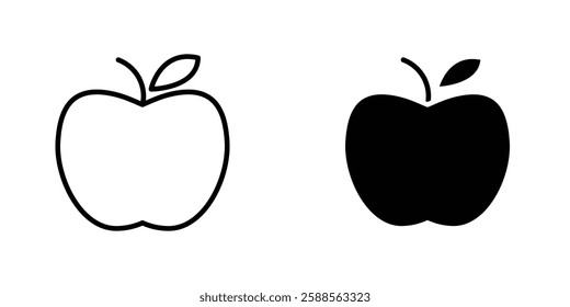 Apple vectors icons set in filled and strokes on white background