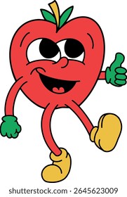 maçã rosto muito bom vintage personagem cor ilustração vetor