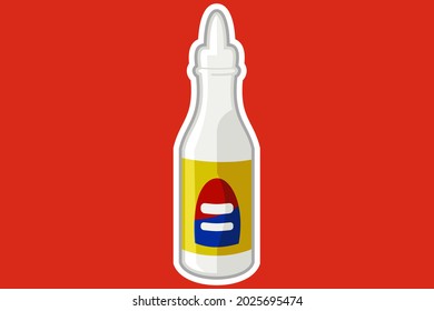 apple vinegar bottle. Apple cider vinegar vector flat icon, Flat design. Vector Illustration.
