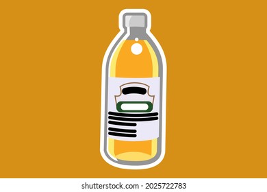 apple vinegar bottle. Apple cider vinegar vector flat icon, Flat design. Vector Illustration.