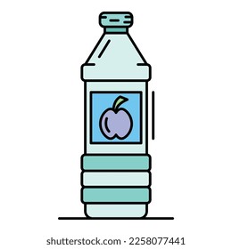 Apple vinegar bottle icon. Outline apple vinegar bottle vector icon color flat isolated on white