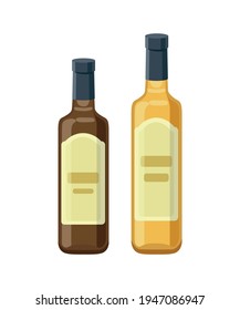 Apple vinegar bottles isolated on white background. Vector illustration in flat design.