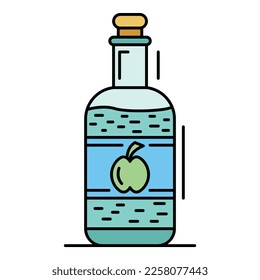 Icono de vinagre de Apple. Esquema de color de icono de vectores de manzana aislado en blanco