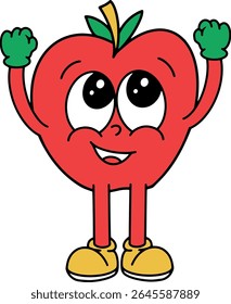 apple vintage character color vector illustration