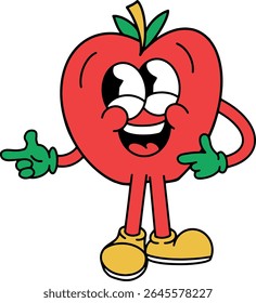 apple vintage expression smile character illustration color