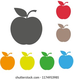 Apple vivid colored flat icons in curved borders on white background.eps 10.