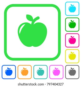 Apple vivid colored flat icons in curved borders on white background
